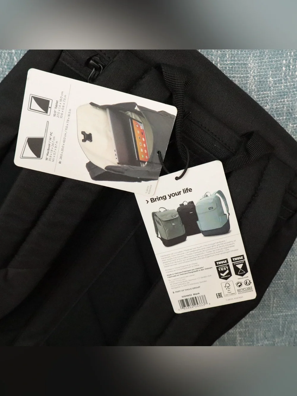 Thule Lithos 16L Backpack Daypack Laptop Bookbag Black - Corporate Logo